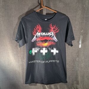 Metallica Master of Puppets Album Art Black Graphic Band Tee VG- S